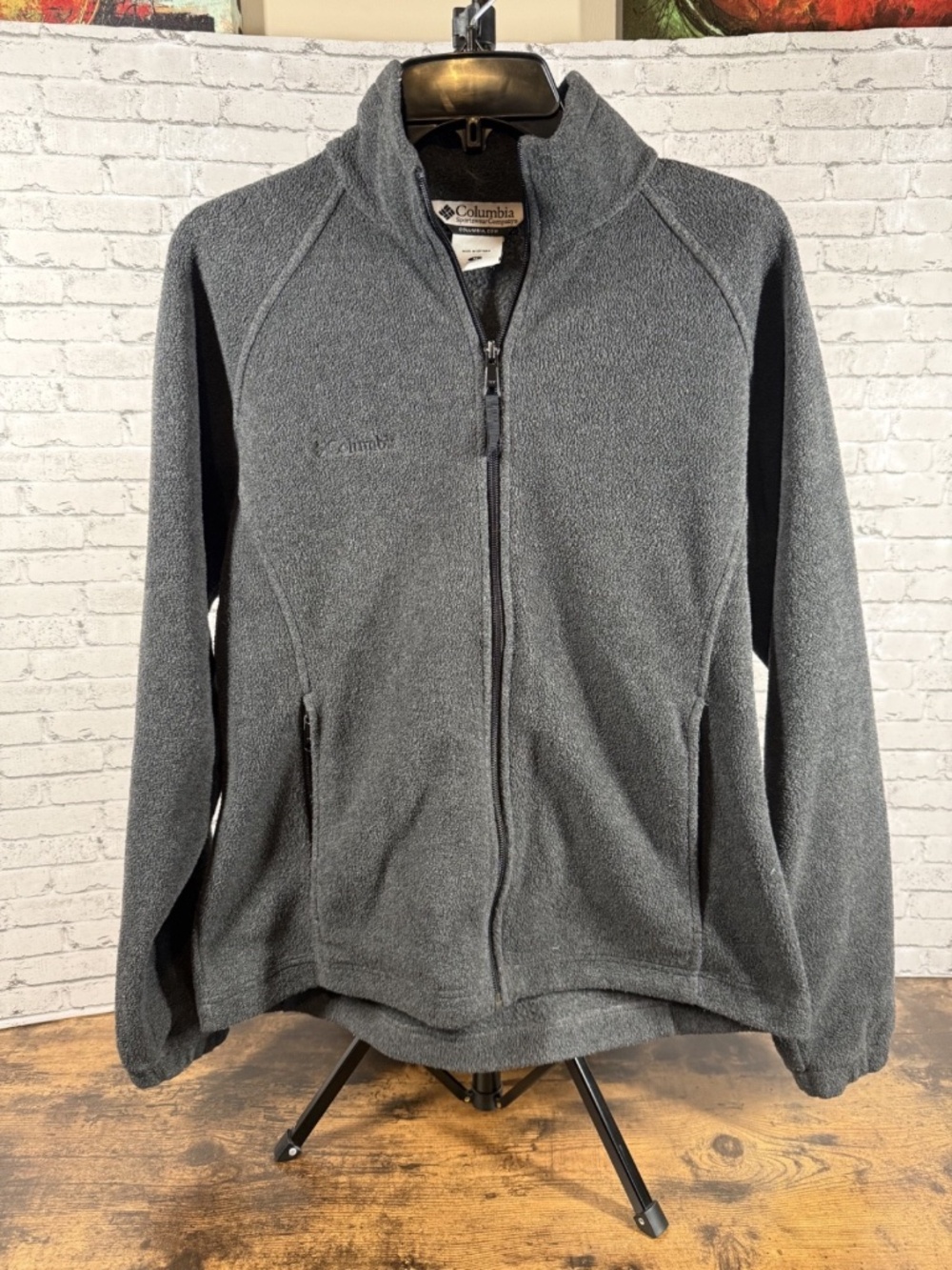 Unisex Men's Women's Columbia Fleece Zip Up Jacket Size Medium - Gray